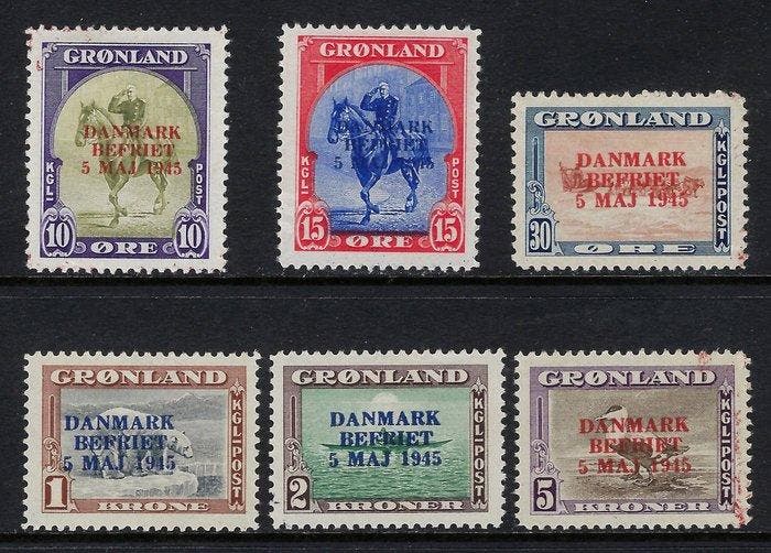 Groenland 1945 - Amerikaanse bevrijdingsfout van kleuren -, Postzegels en Munten, Postzegels | Amerika