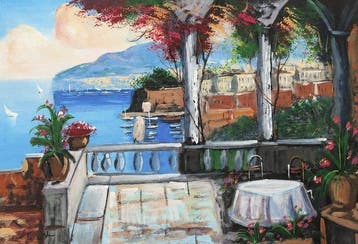Italiaanse school (XX) - Terrazza panoramica sul Golfo di