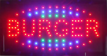 Burger lamp LED verlichting reclame bord lichtbak #C2, Verzamelen, Verzenden, Nieuw
