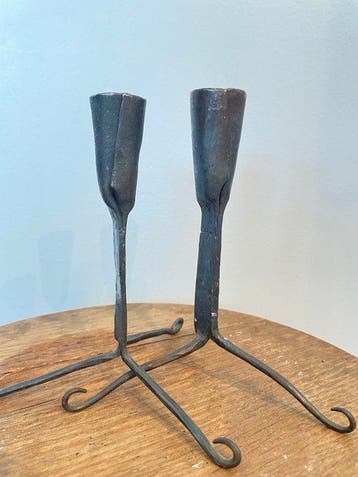 Kandelaar (2) - Smeedijzer - Rustiek Folk Art