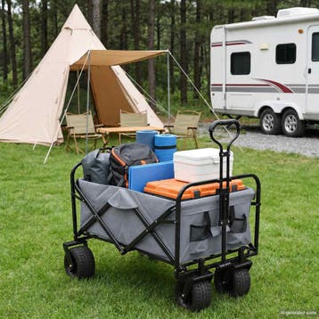 vidaXL Vouwbare winkelwagentje met remmen Grijs 89 x 63 x 96, Verzenden, Nieuw