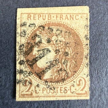 Frankrijk - Yvert 40A Bordeaux 2c chocoladekleur R1, Gestempeld