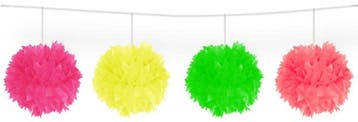 Meerkleurige Neon slinger pompom - 3 meter, Ophalen of Verzenden, Nieuw