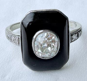 2-delige sieradenset - 18 karaat Witgoud, Onyx - 1.20ct. tw.