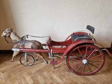 Antico - Speelgoed Calesse con Cavallo - 1900-1910 - Italië, Antiek en Kunst, Antiek | Speelgoed