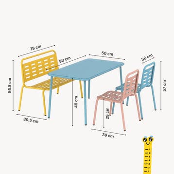 Kindertuinset Etroubles 4-delig tafel met bank en 2 stoelen, Verzenden, Nieuw