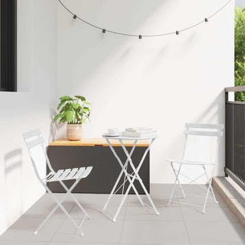 vidaXL Vouw Bistro Set 3 st Wit Staal, Verzenden, Nieuw, Rvs, 3 zitplaatsen