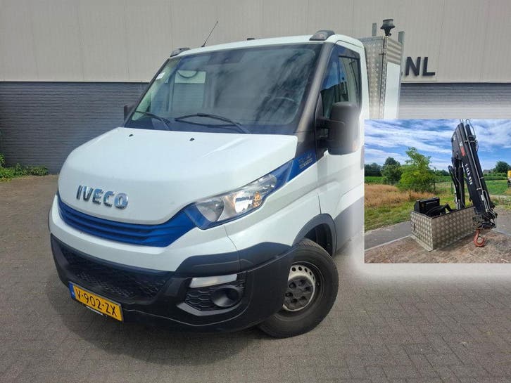 Iveco Daily 3.0I CNG AARDGAS Kraan wagen Open Laad bak AUT-6, Auto's, Bestelauto's, Lease, Overige kleuren, Handgeschakeld, Wit