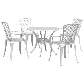 vidaXL 5-delige Tuinset gietaluminium wit, 4 zitplaatsen, Verzenden, Tuinset, Nieuw