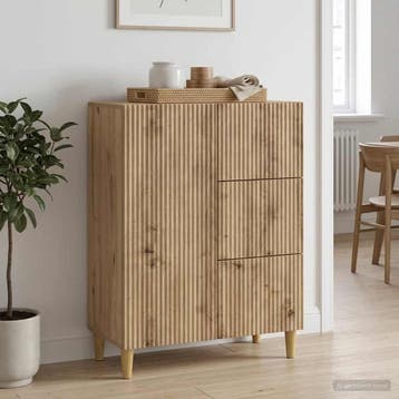 vidaXL Dressoir Artisanaal eiken 66 x 34,5 x 90 cm Bewerkt, Huis en Inrichting, Kasten | Dressoirs, Verzenden, Nieuw, Overige houtsoorten