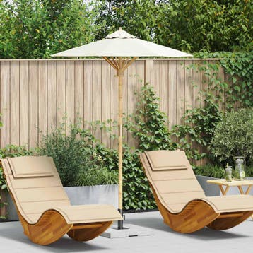 vidaXL Tuinparasol Crème Wit Ø 150 x 210 cm Bamboe, Verzenden, Nieuw, 1 tot 2 meter