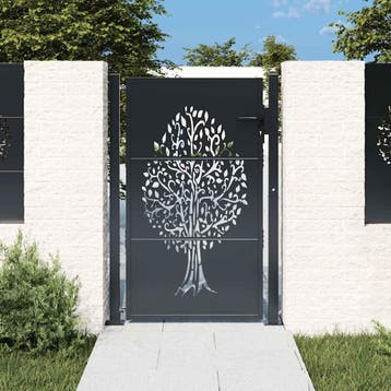 vidaXL Poort 100x125 cm met boomontwerp staal, Verzenden, Nieuw