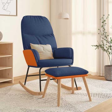 vidaXL Schommelstoel met voetenbank stof blauw, Verzenden, Nieuw
