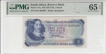 1974 South Africa 2 Rand Repeater Serial Number 693693! P..., Verzenden
