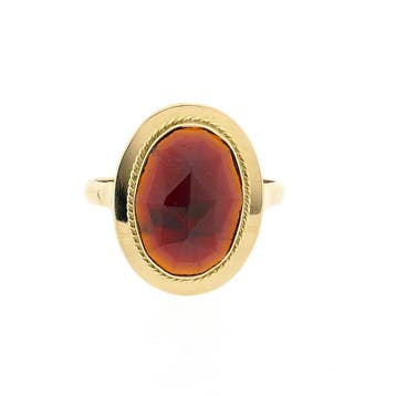 Vintage gouden ring met granaat, Sieraden, Tassen en Uiterlijk, Ringen, Gebruikt, 19 tot 20, Ophalen of Verzenden, Met edelsteen