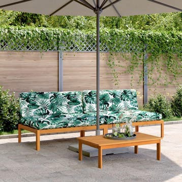 vidaXL Tuinmiddenbanken 2 st pallet met kussens massief, Verzenden, Nieuw, Hardhout