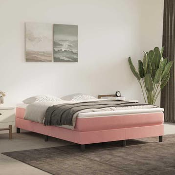 vidaXL Boxspring bed fluweel roze 140x200 cm, Huis en Inrichting, Slaapkamer | Bedden, Verzenden, 140 cm, 200 cm, Stof