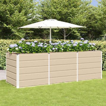 vidaXL Plantenbak Ivoor 240 x 80 x 75 cm Staal, Tuin en Terras, Bloembakken en Plantenbakken, Verzenden, Nieuw, Metaal, 60 tot 100 cm