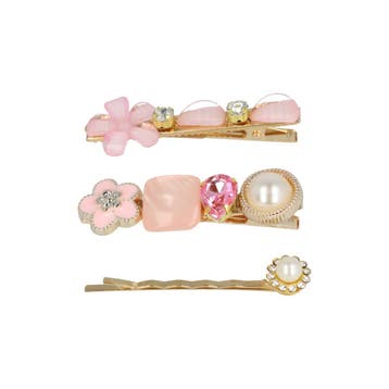 Haarspeld Duckklemmen & Schuifspeldje 6cm – Bloemen – Stenen, Nieuw
