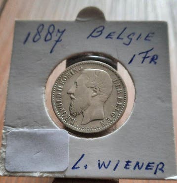 België. Leopold II. 1 Franc 1887 (Zonder minimumprijs)