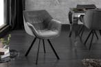 Design stoel THE DUTCH COMFORT grijs fluweel retrostijl met, Ophalen of Verzenden, Nieuw