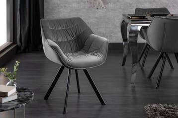 Design stoel THE DUTCH COMFORT grijs fluweel retrostijl met, Ophalen of Verzenden, Nieuw