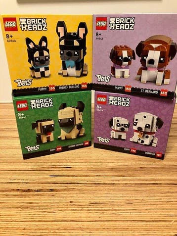 Lego Set - BrickHeadz - French Bulldog; St. Bernard; German, Nieuw