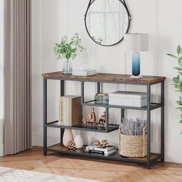 Industriële Vintage Console Tafel met 4 Niveaus en Glazen Bl, Verzenden, Nieuw