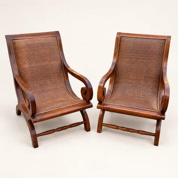 Fauteuil (2) - Hout - Scroll-armstoelen (paar)