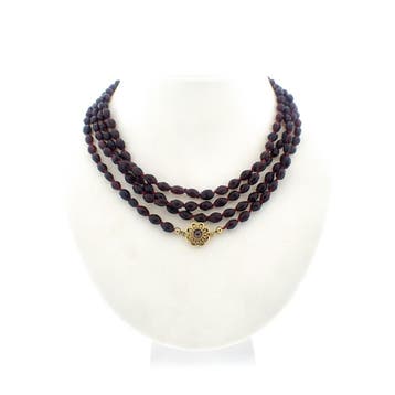Glaskralen ketting/sautoir met gouden slot, Ophalen of Verzenden, Gebruikt, Goud, Goud