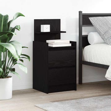 vidaXL Nachtkastjes met 2 lades 2 st 38x34x80 cm zwart, Verzenden, Nieuw, Hout