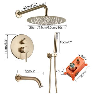 Inbouw Douche Set Geborsteld Goud met Grote Regendouche, Verzenden, Nieuw