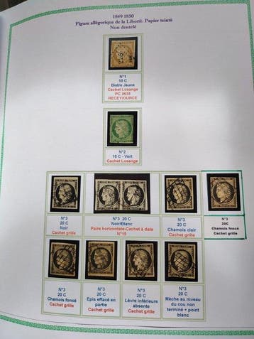 Frankrijk 1849/1850 - Postzegels van Frankrijk nr. 1, nr. 2, Gestempeld
