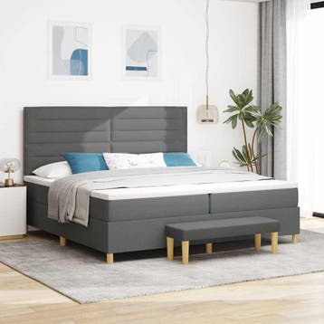 vidaXL Boxspring bed met matras Donkergrijs 200 x 200 cm, Verzenden, Nieuw, Tweepersoons, Grijs