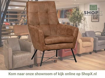 Leren fauteuil Proud - Kenia Brown (bruin), Nieuw, Ophalen of Verzenden, 75 tot 100 cm, Industrieel, Modern