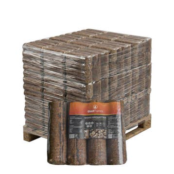 Giant Flames houtbriketten 190 zakken x 4,8kg (912kg), Minder dan 3 m³, Ophalen of Verzenden, Overige houtsoorten, Blokken