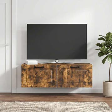 vidaXL Wandbeugel TV-kast Gerookt eiken 98 x 31 x 30 cm, Huis en Inrichting, Kasten | Televisiemeubels, Minder dan 50 cm, Verzenden
