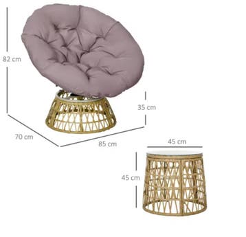 3-delige rotan balkonset roze – stoelen met kussens en tafel, Verzenden, Nieuw