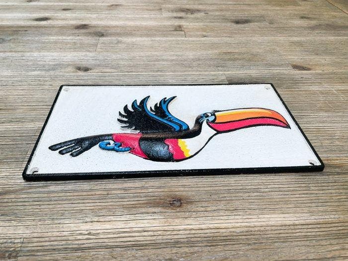 Wandbord - Gietijzer - Toekan - Guinness, Antiek en Kunst, Curiosa en Brocante