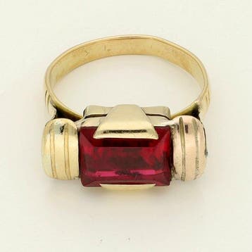 Ring - 18 karaat Geel goud - Robijn, Nieuw