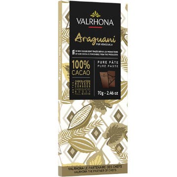 Valrhona Chocoladereep Puur Araguani (100%) 70g, Verzenden, Nieuw