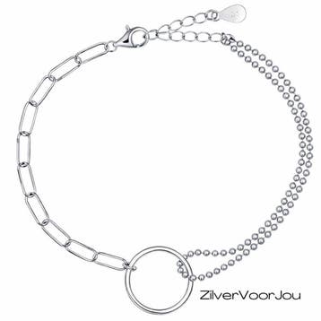 Zilveren design karma cirkel armband, Verzenden, Nieuw, Zilver