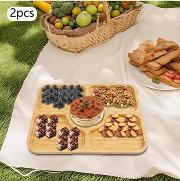 Set van 2 Charcuterie Planken met Deksel – 5 Vakken Snackpla, Verzenden