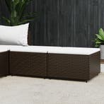 vidaXL Voetensteunen 2 st met kussens poly rattan bruin, Verzenden, Nieuw