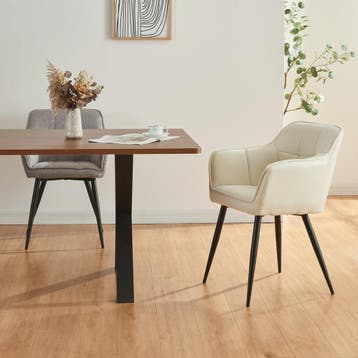 Eetkamerstoel Birmingham kuipstoel 81x57x53 cm beige en zwar, Huis en Inrichting, Verzenden, Nieuw