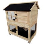 Woodland konijnenhok met wielen flappy pinus houtkleurig, Cavia, Verzenden, Nieuw, 90 cm of meer