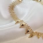 Gouden galeriedraad schakelcollier (Ketting), Ophalen of Verzenden, Gebruikt, Overige kleuren, Goud