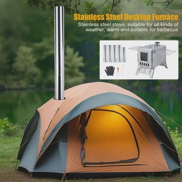 RVS Houtkachel Camping | Tentkachel met Pijpen & Accessoires, Verzenden, Nieuw