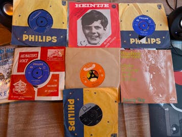 7 singles: oa. J. Hoes, M. Telkamp, Heintje, J. Herb, Gebruikt, 7 inch, Ophalen of Verzenden, Levenslied of Smartlap