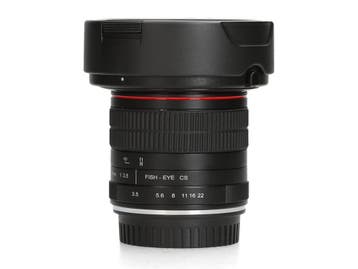 Meike EF-S 8mm f/3.5 - Groothoeklens - 1 jaar garantie, Ophalen of Verzenden, Zo goed als nieuw